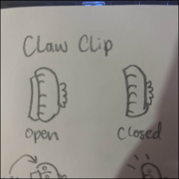 A diagram showing the claw clip open and closed without a circuit